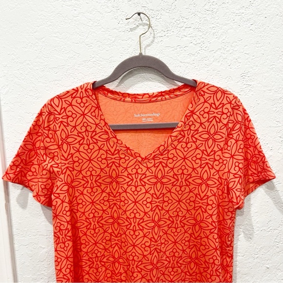 Soft Surroundings Women's Medium Petite MP Orange Geometric Mosaid Print Tunic - Picture 2 of 7